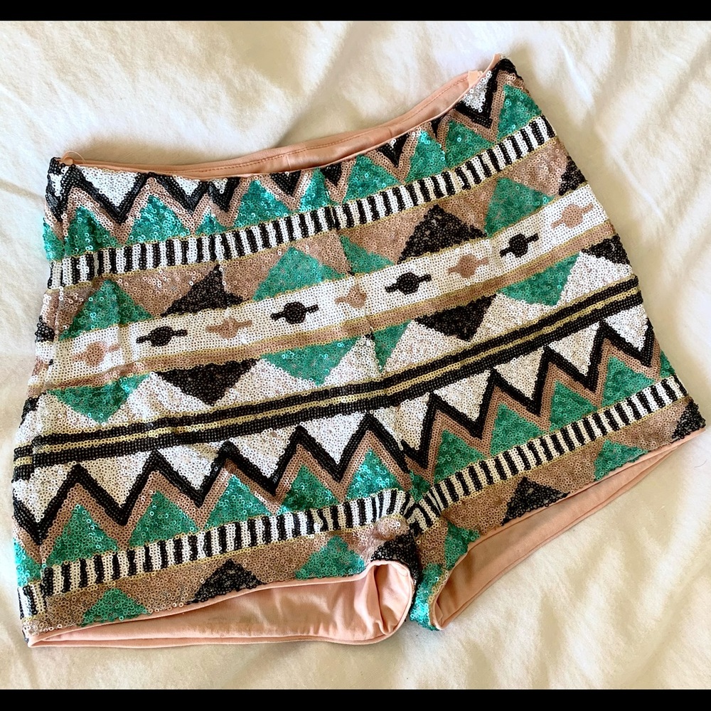 Mini sequin high rise shorts